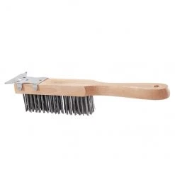 Richard Wire Brush with Scraper Head - Steel Bristles - Wood Handle - 5-in L
