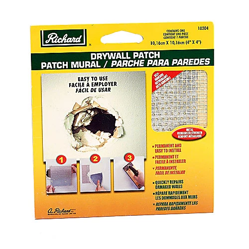 Richard Self-Adhesive Drywall Patch - Metal-Reinforced - White - 4-in W x 4-in L 2 Richard Self-Adhesive Drywall Patch - Metal-Reinforced - White - 4-in W x 4-in L - Image 2