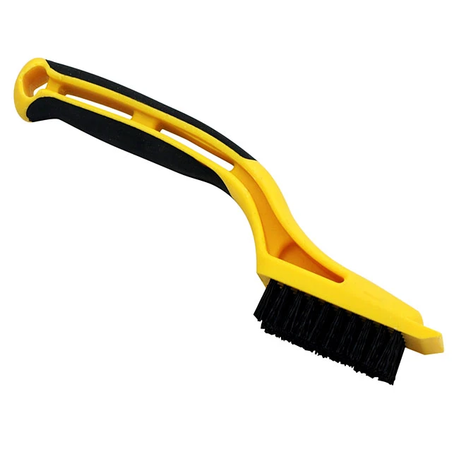 Richard Mini Wire Brush - Nylon Bristles - Built-in Plastic Scraper - Yellow and Black Richard Mini Wire Brush - Nylon Bristles - Built-in Plastic Scraper - Yellow and Black -RICHARD Sales 02715378 L